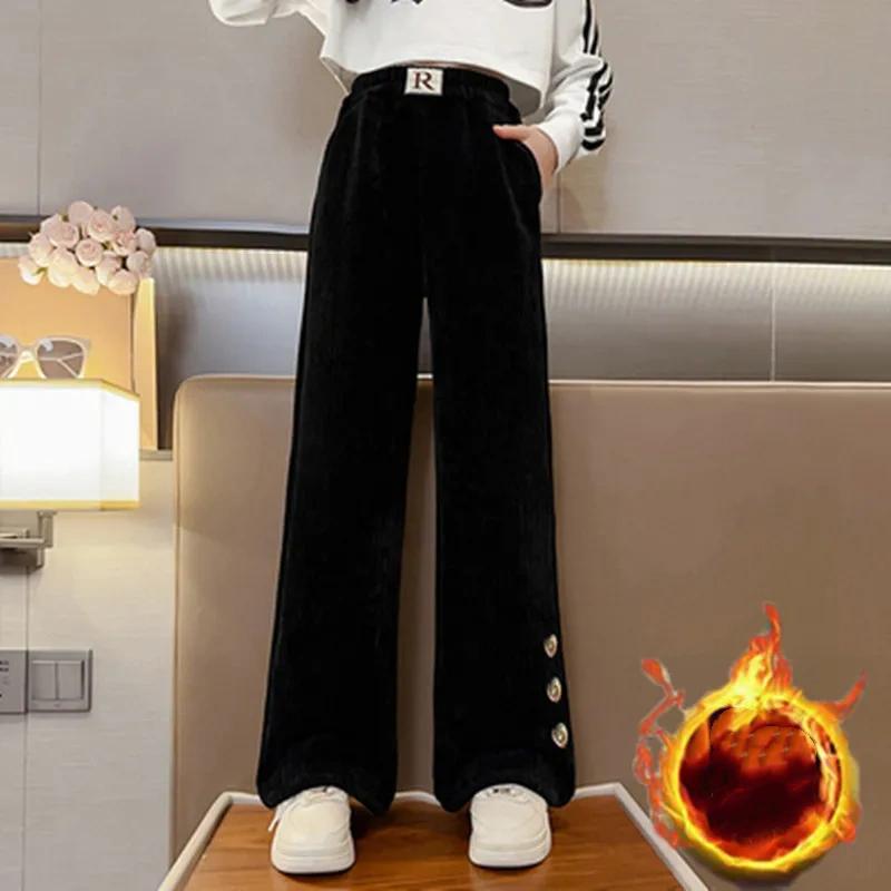 Flickor Retro Vida Ben Raka Jeans Flickors Byxor för Höst- och Vinterbruk Stora Barns Casual Svarta Raka Vida Ben Höst Barnjeans