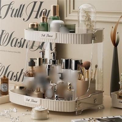 Organizzatore per Trucco di Lusso Stile Ins a 1/2 Strati Scaffale Porta Cosmetici da Tavolo Antipovere Scatola Porta Trucco da Scrivania