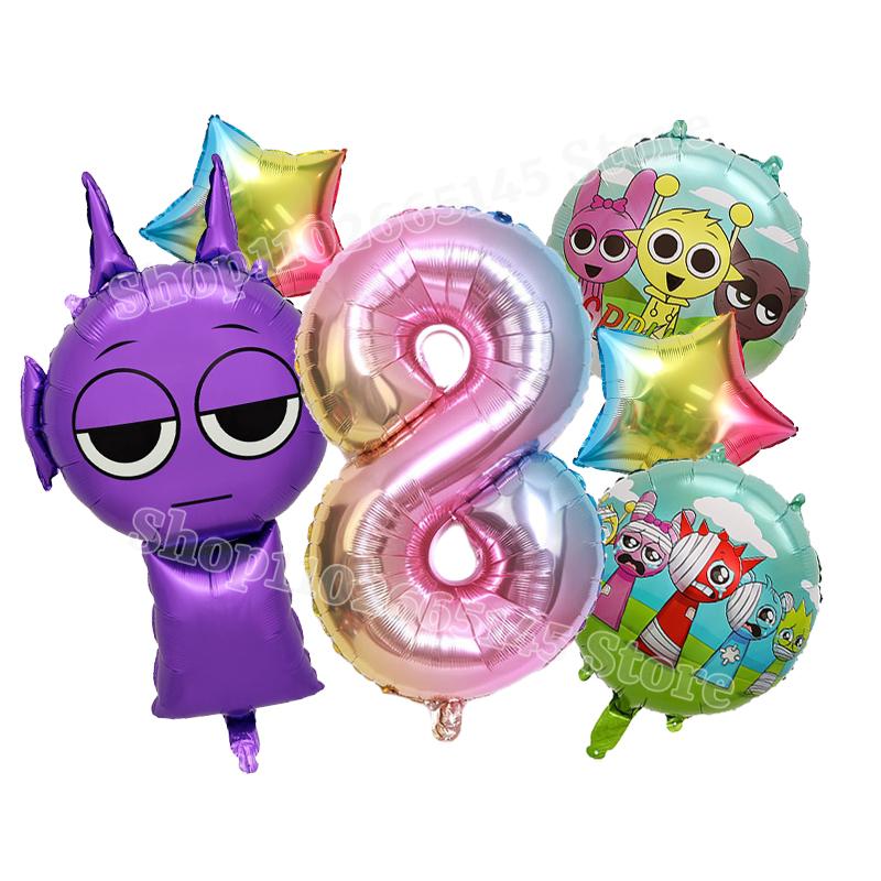 Sprunki Urocze Balony Dzieci Nowa Cyfra 1-10 Dekoracja Imprezowa Chłopcy Dziewczynki Urodziny Baby Shower Ujawnienie Płci Balony Prezent dla Dzieci pink