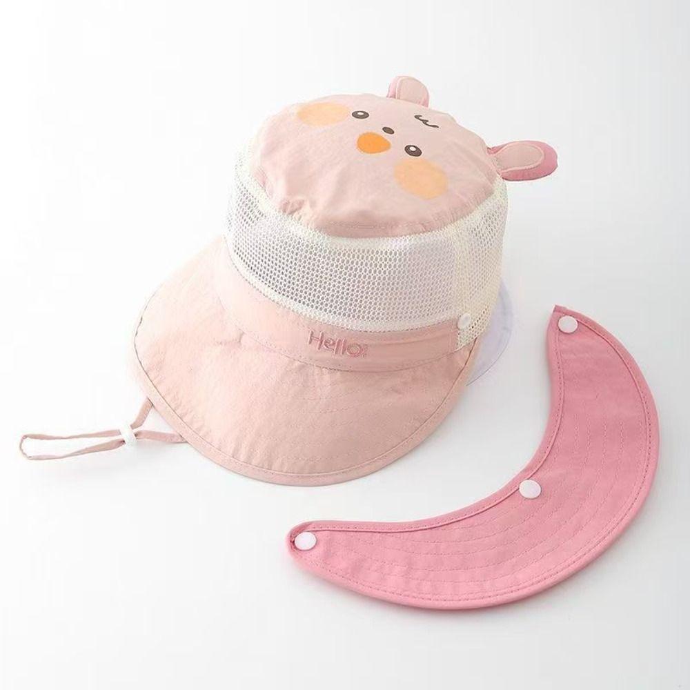 Mesh Summer Kid Sunhat Quick-dry Children's Fisherman Hat Cute Cartoon Animal Bucket Hat  Boy
