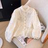 Flower Embroidery Chic Lace Splicing Tangsuit Button Shirts Women Jackets Chinese Cheongsam Hanfu Vintage Thin Coats Summer