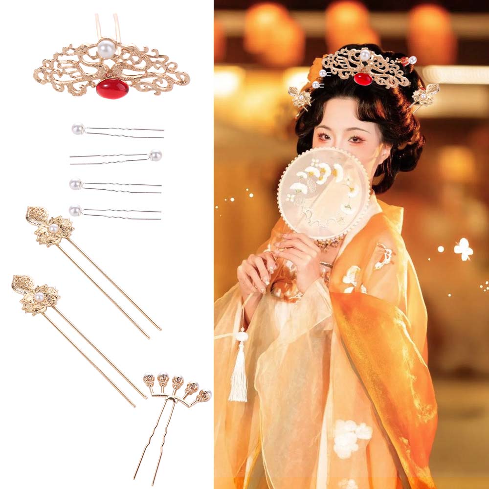 Luxury Chinese Style Hairpin Set Handmade Women Hair Jewelry Vintage Hanfu Hair Stick Set  Headwear