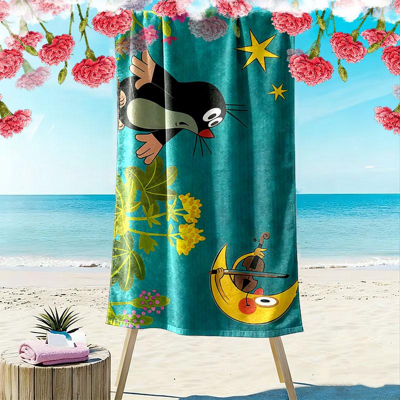 Krtek The Little Mole Print Beach Towel, Large Soft Quick Dry Towel for Beach Camping Swimming