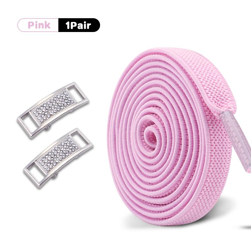 1Pair Diamond Lock Shoelaces Without ties Elastic Laces Sneakers No Tie Shoe laces Kids Adult 0.8cm Flat Shoelace for Shoes