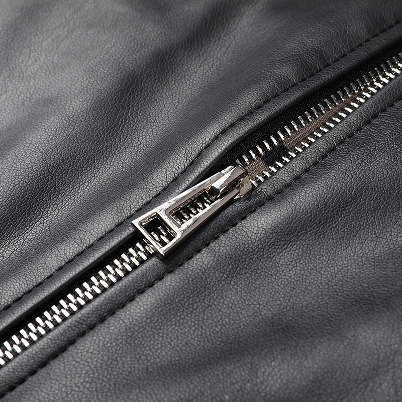 Leather Jacket Men's Lapel Motorcycle Leather Jacket Winter Sheepskin Casual Middle-aged Large Pocket Coat