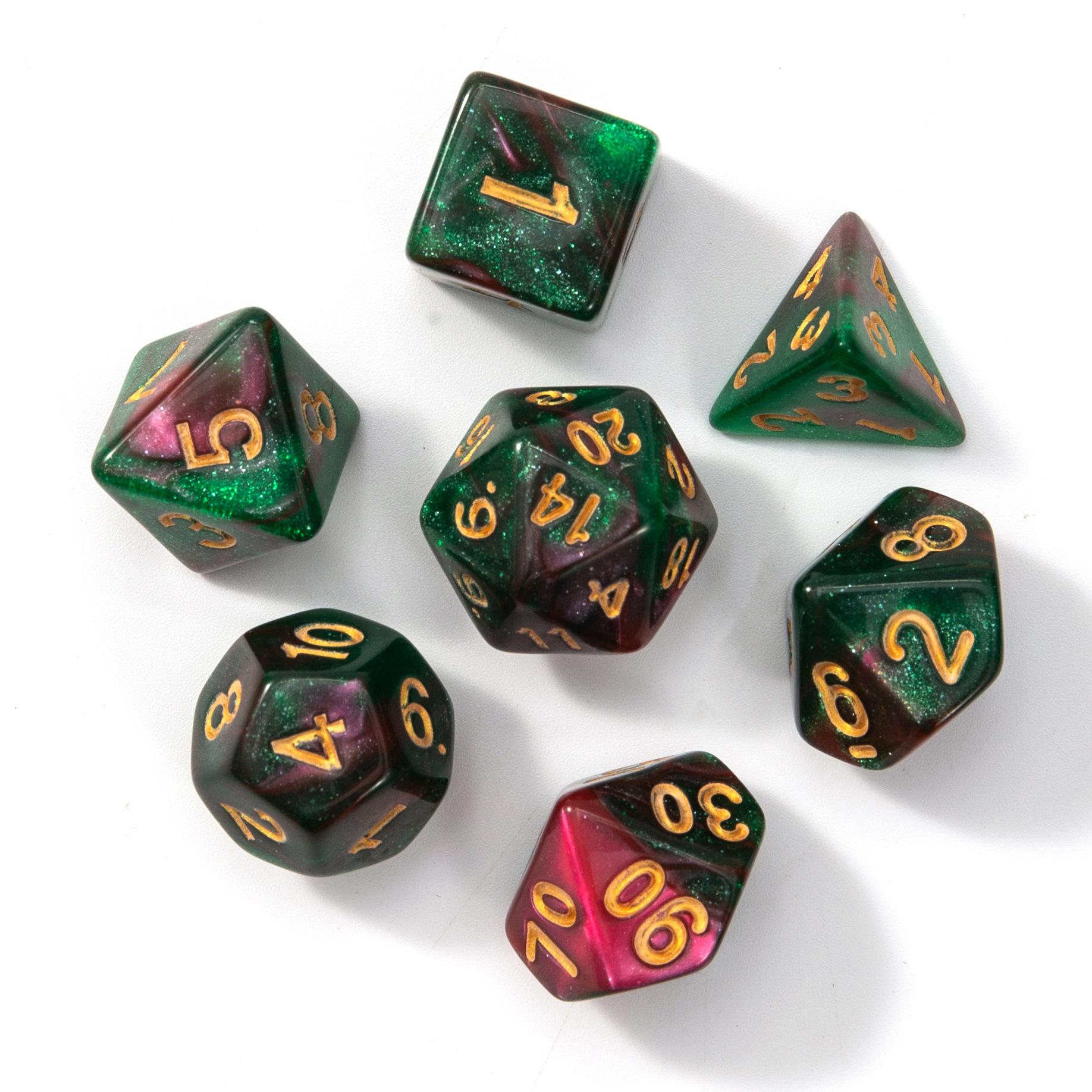 

7 шт./лот, многогранные игральные кости из смолы D&D D4 D6 D8 D10 D% D12 D20, многогранные игральные кости TRPG, настольные игры 17
