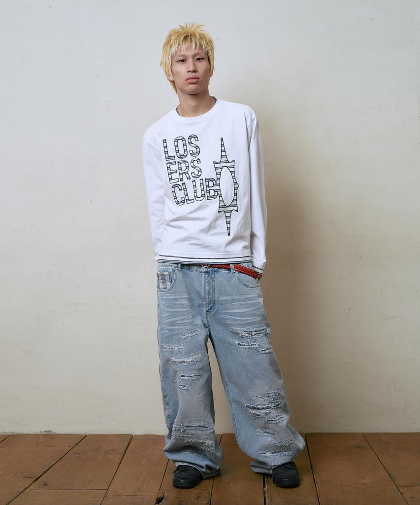 Lujeoseukeulleob Logo Layered Long Sleeve T-Shirt White