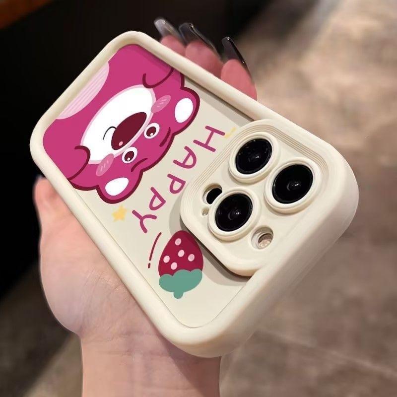 Cartoon pink bear for iPhone16Promax mobile phone case 15 soft case 14 cartoon 13 cute 12 all-inclusive
