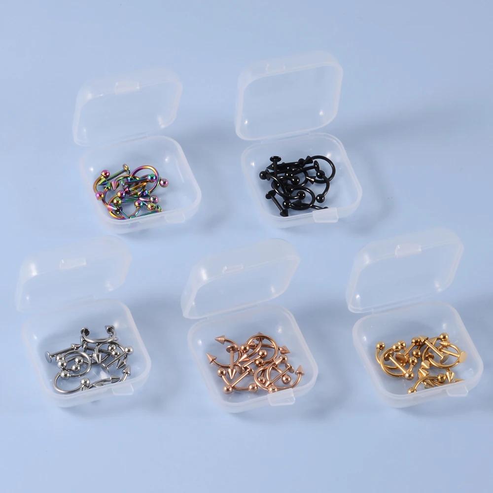 12pcs/Set Surgical Steel Silver Gold Plated Black Rainbow Ear Nose Eyebrow Labret Basic Piercing Jewelry Set 8mm
