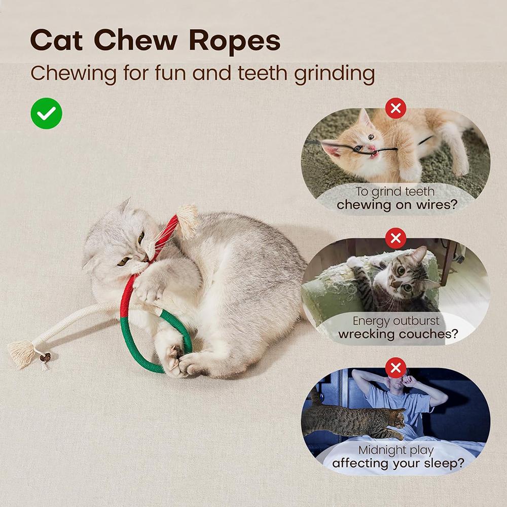 3 pcs Cat Toys Chew Ropes Safe Teeth Cleaning Toy for Indoor Kittens