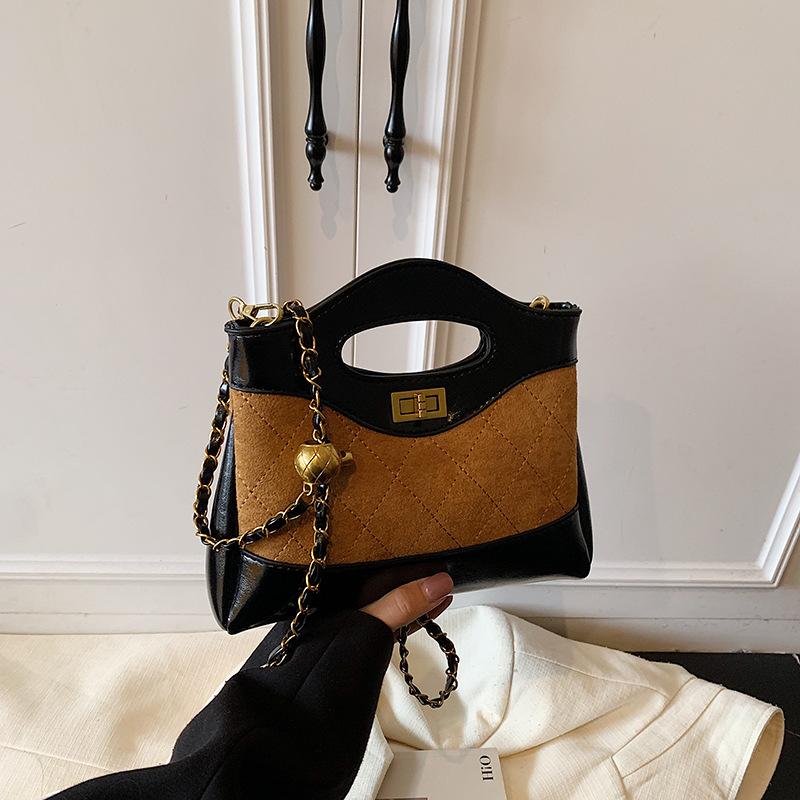 Rhombus embroidery thread small bag women's 2025 new fashion contrasting color versatile chain messenger bag super fire portable small bag