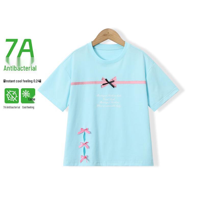 

Girls Sweet Bow Letter Print Short Sleeve T-Shirt 130