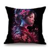 Pretty Japanese Girl Geisha Sakura Lovely Beautiful Woman Asian Culture Art Decorative Sofa Pillow Case Linen Cushion Cover