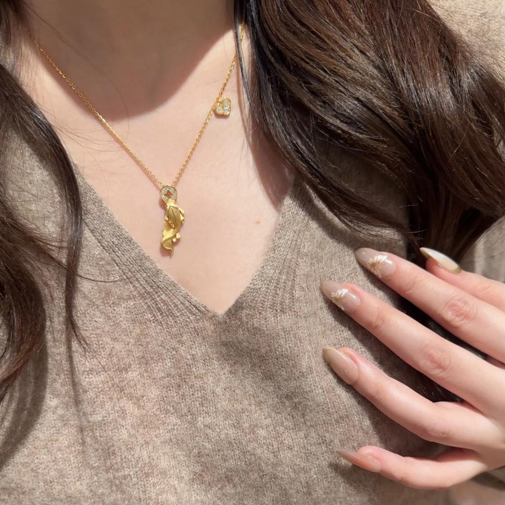 "There Are Fish Every Year" French Brushed Small Koi Copper Coin Necklace Retro New Chinese Exquisite Niche High-End Woman