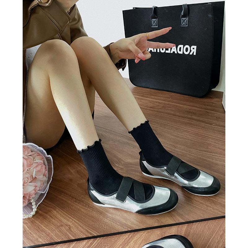 New, Platform Sports Shoes Fashionable Silver Casual Soft-soled Mary Jane Shoes Spring Versatile Thick Heel Small Leather Shoes Women