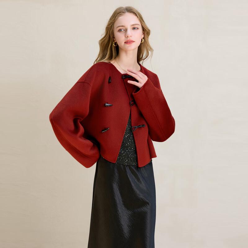 

Sancai 100% Merino Wool Short Double-faced Toggle Coat XS