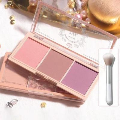 Sütlü Çay Allık Şeftali Paleti Yüz Mineral Pigment Top Allık Pudra Makyaj Kontür Gölge Fırçalı 3i, 02 fırçalı