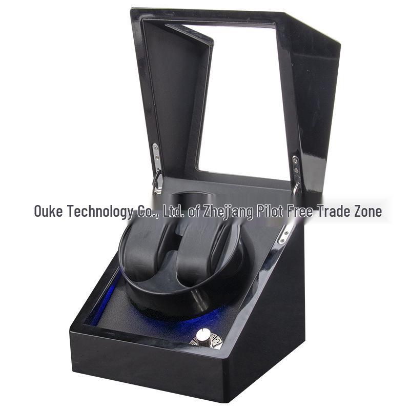 Black 5-Speed Adjustable Mechanical Watch Winder Gift Box with Automatic Electric Motor