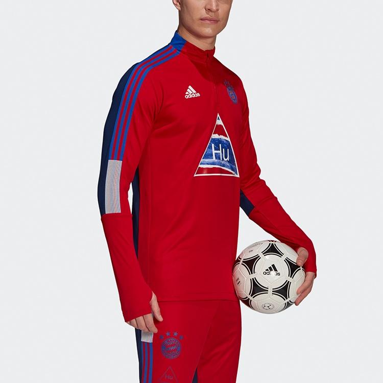 adidas x Crossover Fcb Hu Tr Top Bayern Munich Soccer/Football Half Zipper Sports Stand Collar Red Men's GK7840