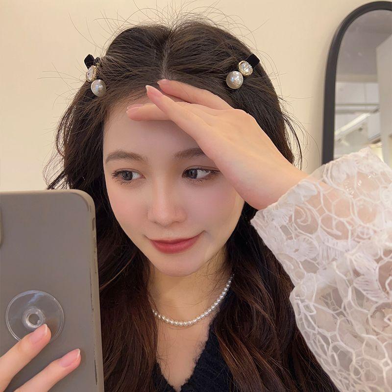 1pcs Elegant Hairpin Imitation Pearl Square Diamond Hairpin Elegant Ceiling Korean Ins Style Side Clip