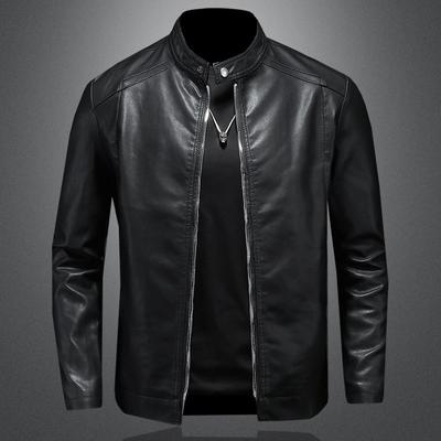 Men's Locomotive Leather Jacket Autumn and Winter Casual Versatile Slim Fit Fleece Thickened Jacket