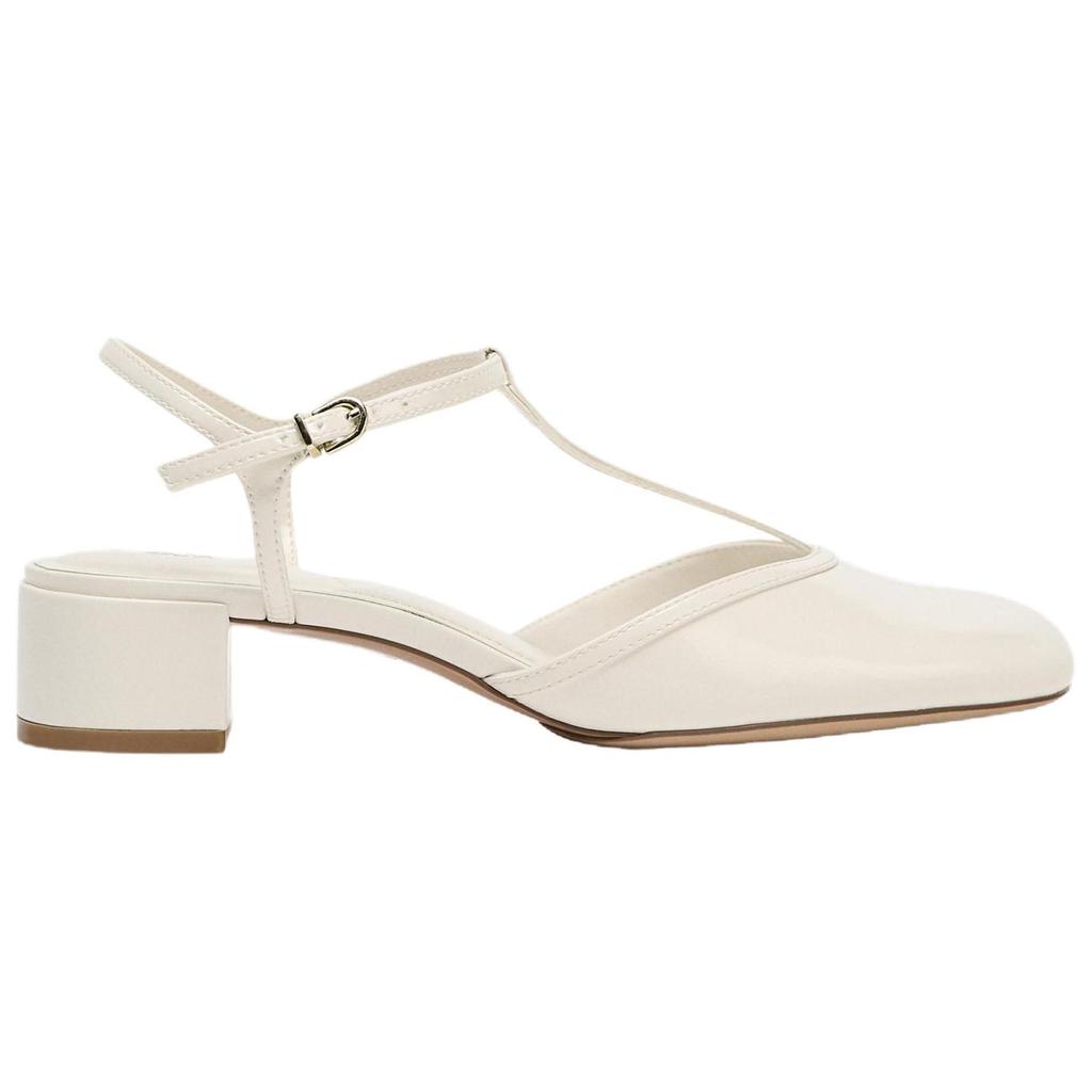 Zara Elegant Patent Leather Effect Open-Back Chunky Heels 4cm Women Heels White 2253510001