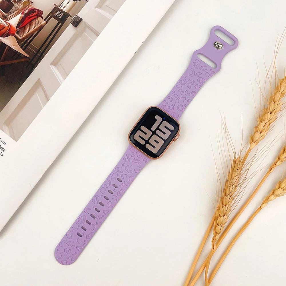 Silicone Strap For Apple Watch 10 9 8 7 45mm 41mm 42mm 46mm Ultra 2 49mm Leopard Print Bracelet Wristband iWatch 6 5 4 SE Correa