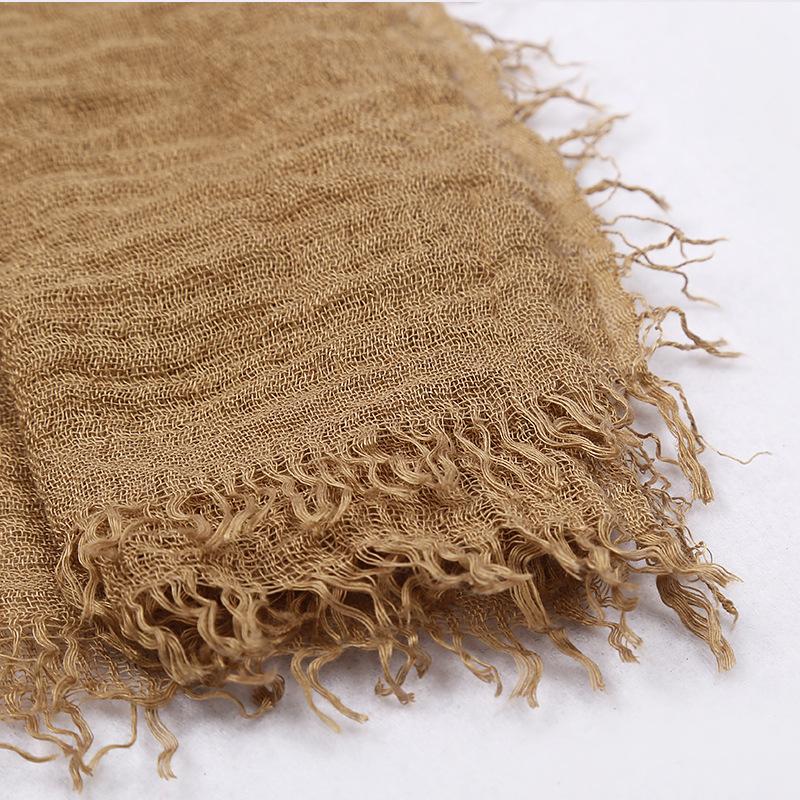 180*90cm Women Muslim Crinkle Hijab Scarf Femme Musulman Cotton Linen Solid Headscarf Islamic Hijab Shawls and Wraps