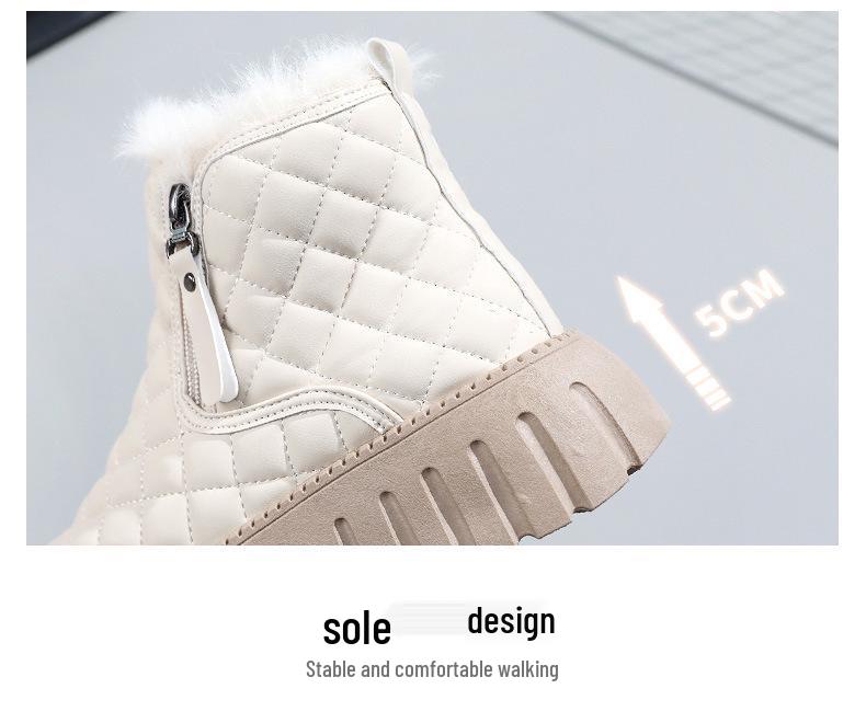 Dámské zimní všestranné sněhule střední délky se silnou podrážkou a plyšovou podšívkou