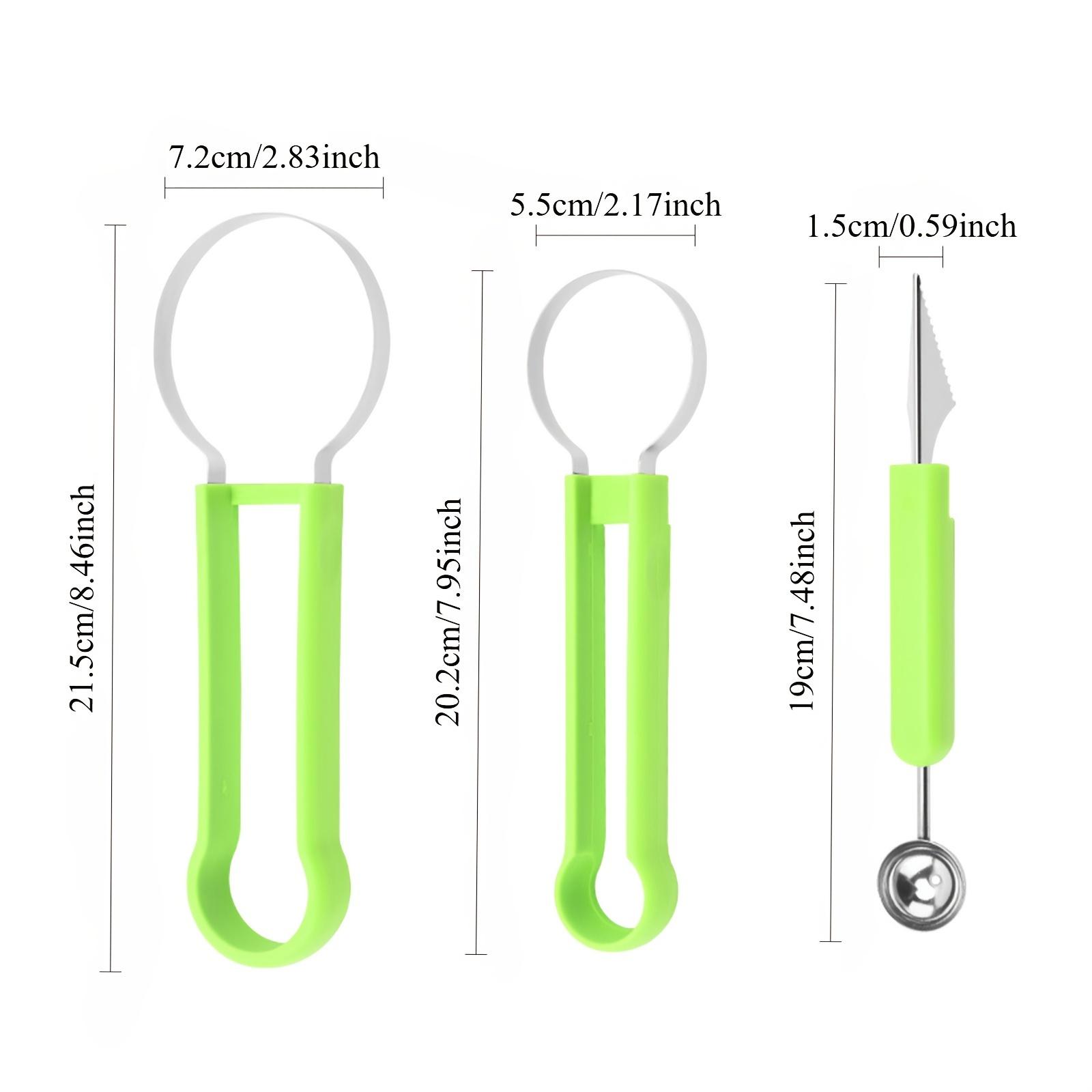 3pcs Stainless Steel Fruit Carving Tool Set Includes Four-in-One Melon Ball Shovel Fruit Ball Spoon Carving Knife