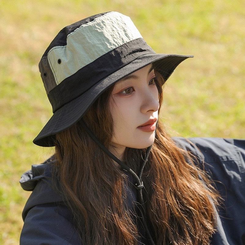 Outdoor Color blocking Sun Protection Fisherman Hat Men and Women Summer Quick Drying Breathable Sun Hat Hiking Camping Hiking Fishing Hat