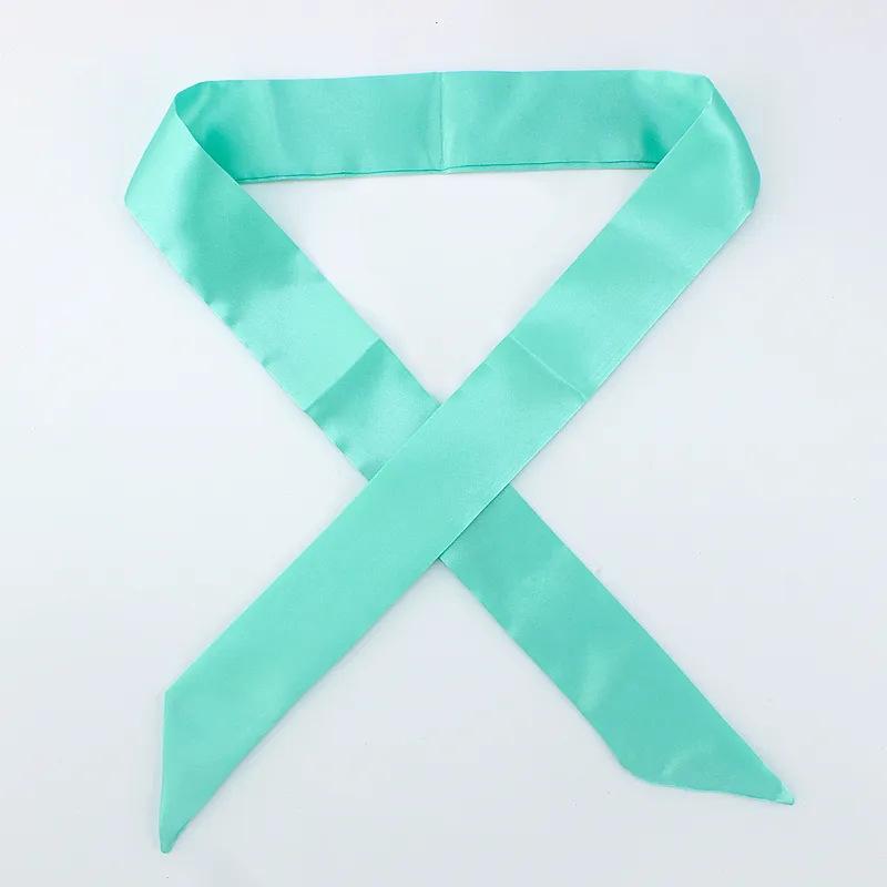 Fashion Women Narrow Solid Color Long Silk Scarf Satin Neck Tie Handle Bag Ribbons Luxury Headbands Skinny Scarves Neckerchief