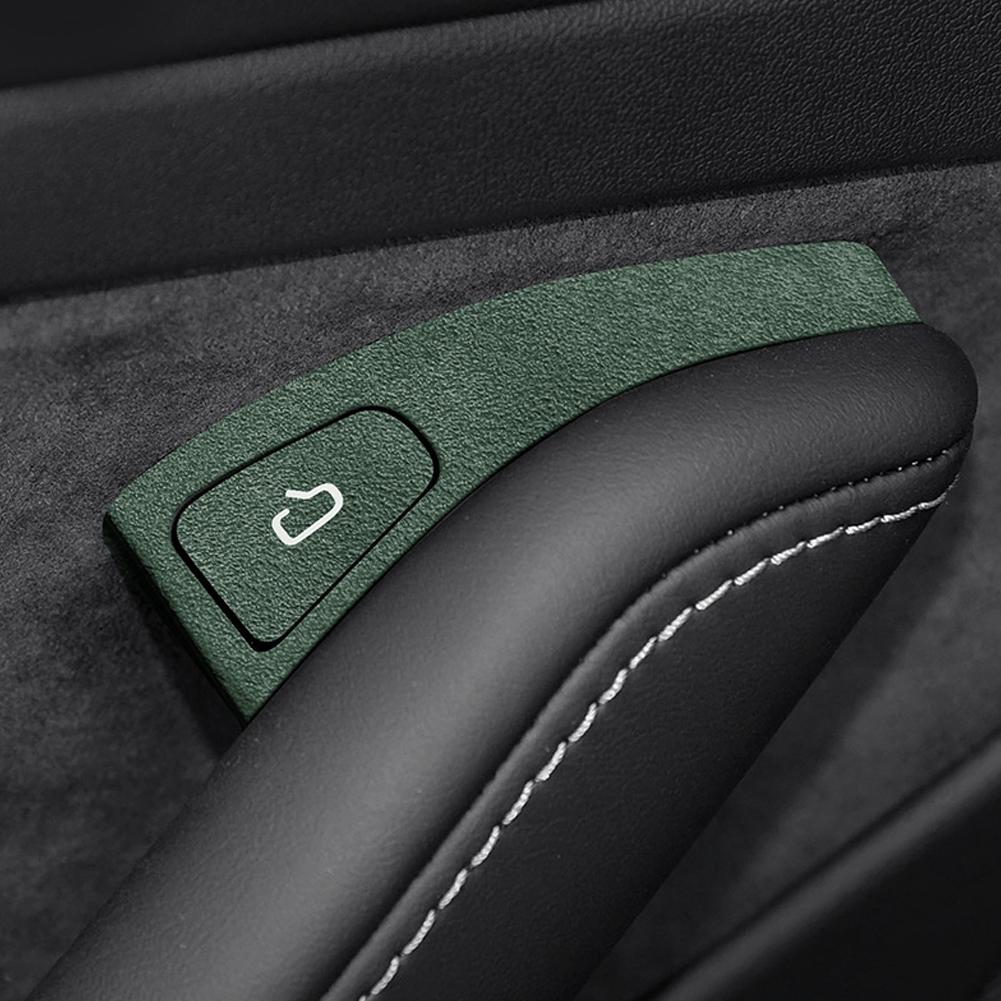 4 Peças/Conjunto Capa Decorativa para Botão Interruptor da Porta Interior do Carro Adesivo de Acabamento do Painel de Controle Camurça Para Modelo 3 Y 2019-2023 Acessórios