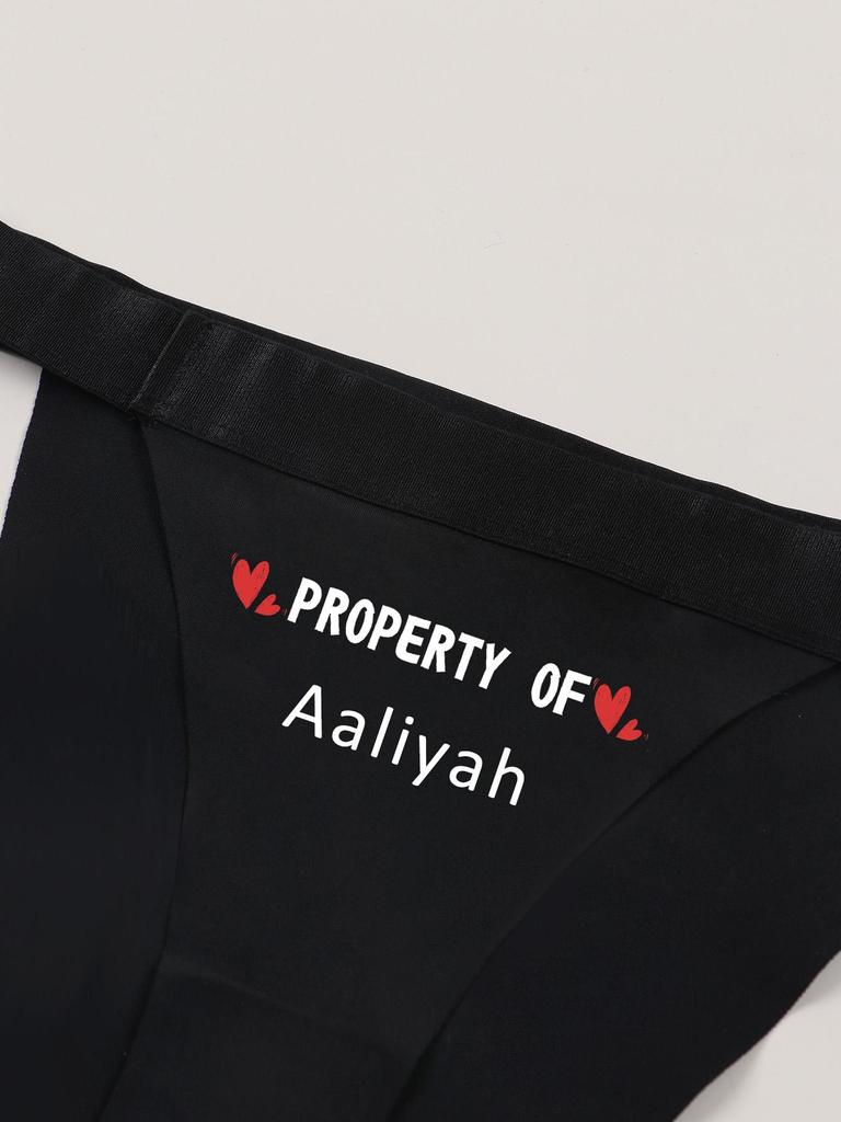 Calcinha fio dental sexy feminina, estampa de texto personalizada, calcinha confortável, cintura baixa, fio dental