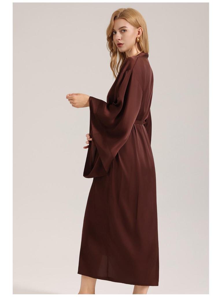 Elegant Women's Satin Chiffon Long Sleeve Nightgown Homewear