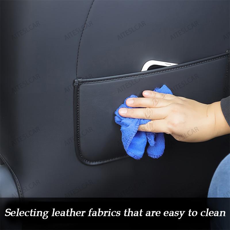 Car Seatback Protector for Tesla Model Y Model 3 Seat Back Protective Child Anti-Kick Mats Black Leather Interior Accessories