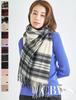 Large Wool 200cm x Check Ivory [macocca] Hand-washable Cashmere-Blend Stole, 90% Wool, 10% Cashmere, 60cm,