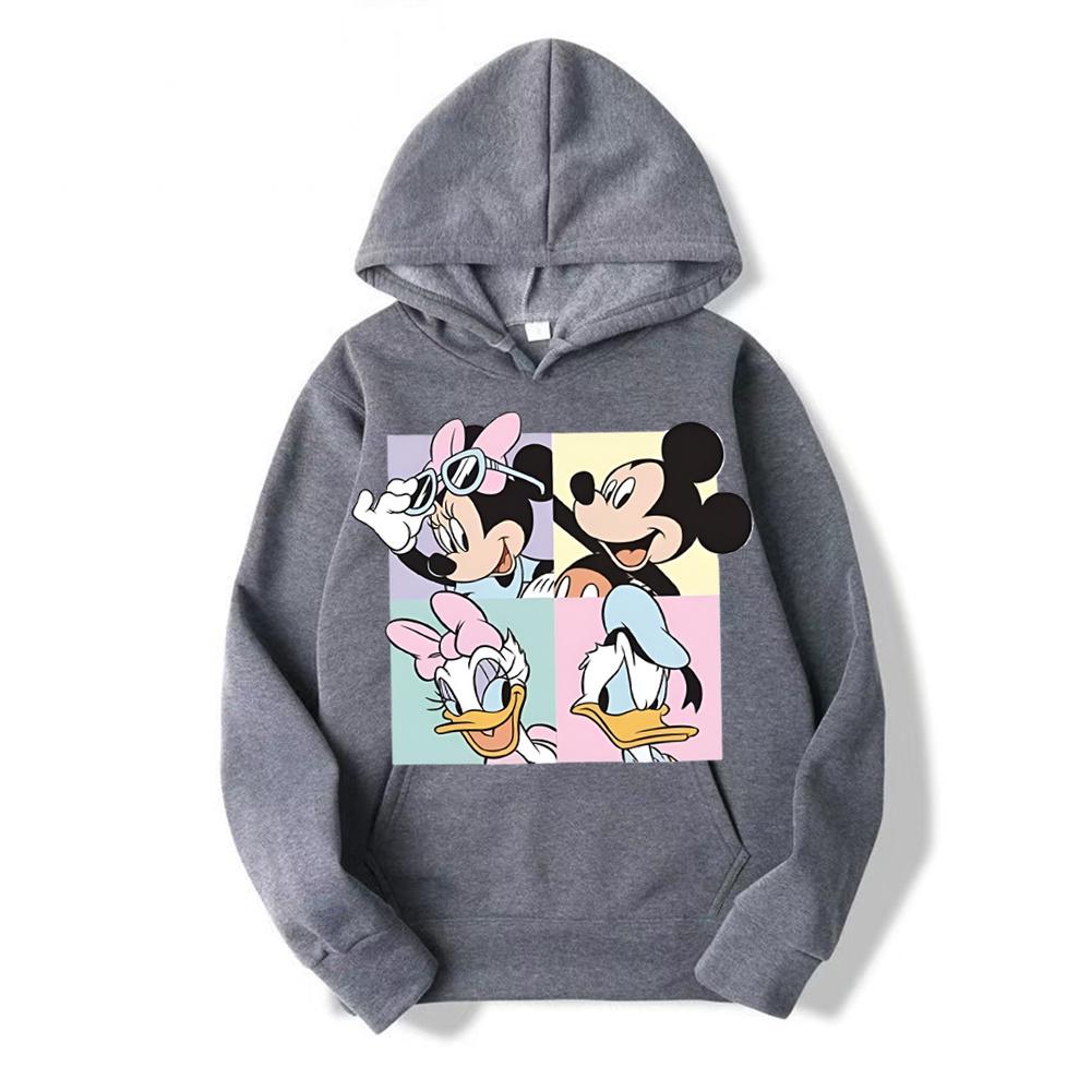 Disney Mickey Minnie Casual Women's Hoodie Cartoon Minnie Pattern Pullover Brushed Warm Sweatshirt Loose and Comfortable Top