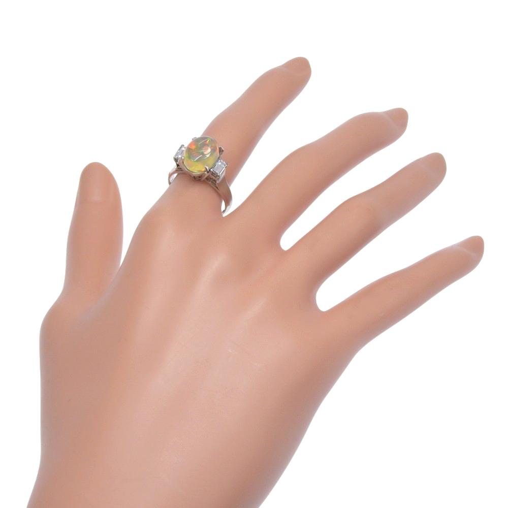 Ring Pt900Platinum/opal/diamond #7.2(US Size) 6.2g Women Used