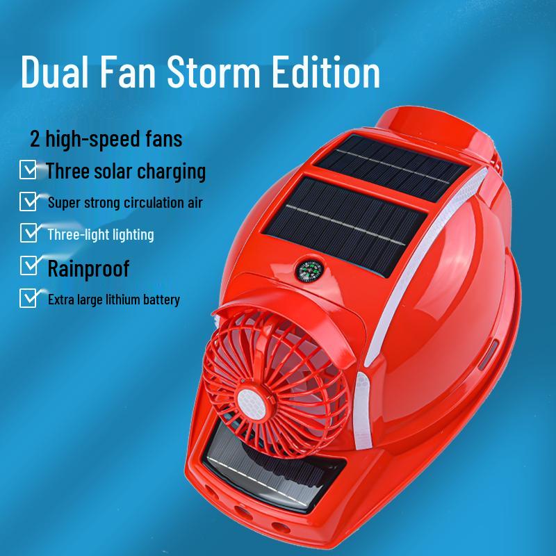 Six-Fan Multifunctional Cooling Hat with Solar Bluetooth Headlamp