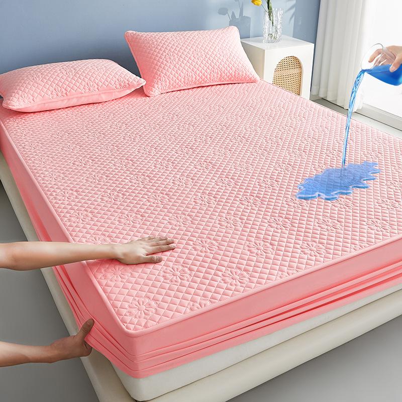 Bedclothes 3-piece Set Water Washed Cotton Waterproof Bedsheet Soft and Breathable Fitted Sheet  Mattress Protector Cover Not Fading Not Deforming