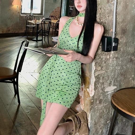 Polka Dot V-neck Sling Vest, Sexy Slim Fit, Beautiful and Thin Inner Top