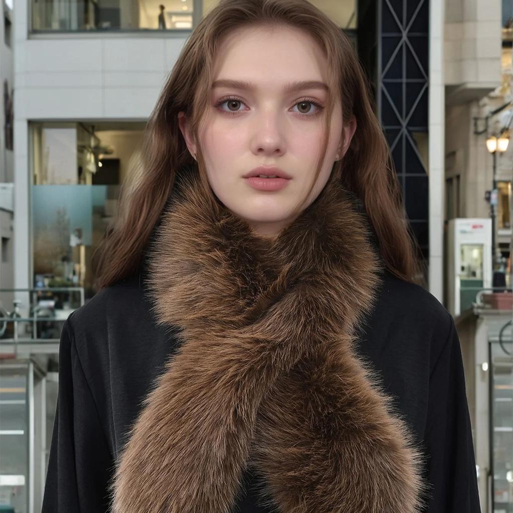 New Rabbit Fur Plush Scarf Women Winter Warm Soft Furry Scarves Casual Female Lady Outdoor Neck Warmer Collar  Retail