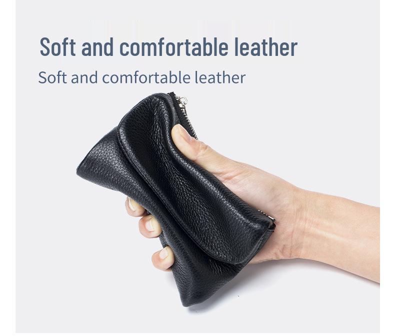 Damen Echtleder High-End Kurze Geldbörse - Weiches Rindsleder, Diebstahlsicher, Großes Fassungsvermögen