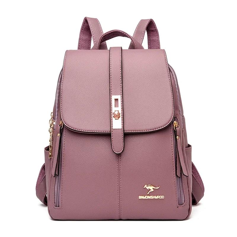 Women Large Capacity Backpack  Leather Vintage Bags for Women School Bags Travel Rucksack Ladies Bookbag Knapsack