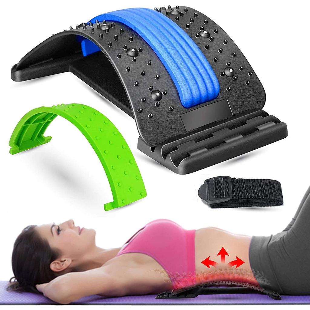 Back Stretching Device and Multi-Level Lumbar Support Stretcher Spinal Back Stretcher for Lower and Upper Muscle Pain Relief Deck for Herniated Disc