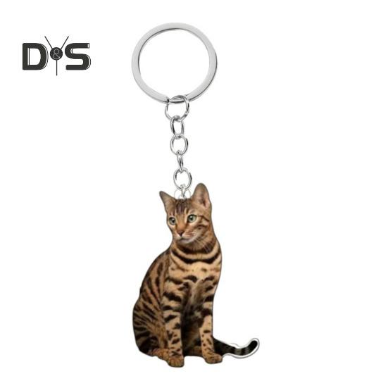 

Брелок для ключей в виде кошки, двухсторонний, 2D, плоский, акриловый, подвесной, для питомца, реалистичный, брелок в виде кошки, аксессуары для зеркала автомобиля, рюкзака для окна E