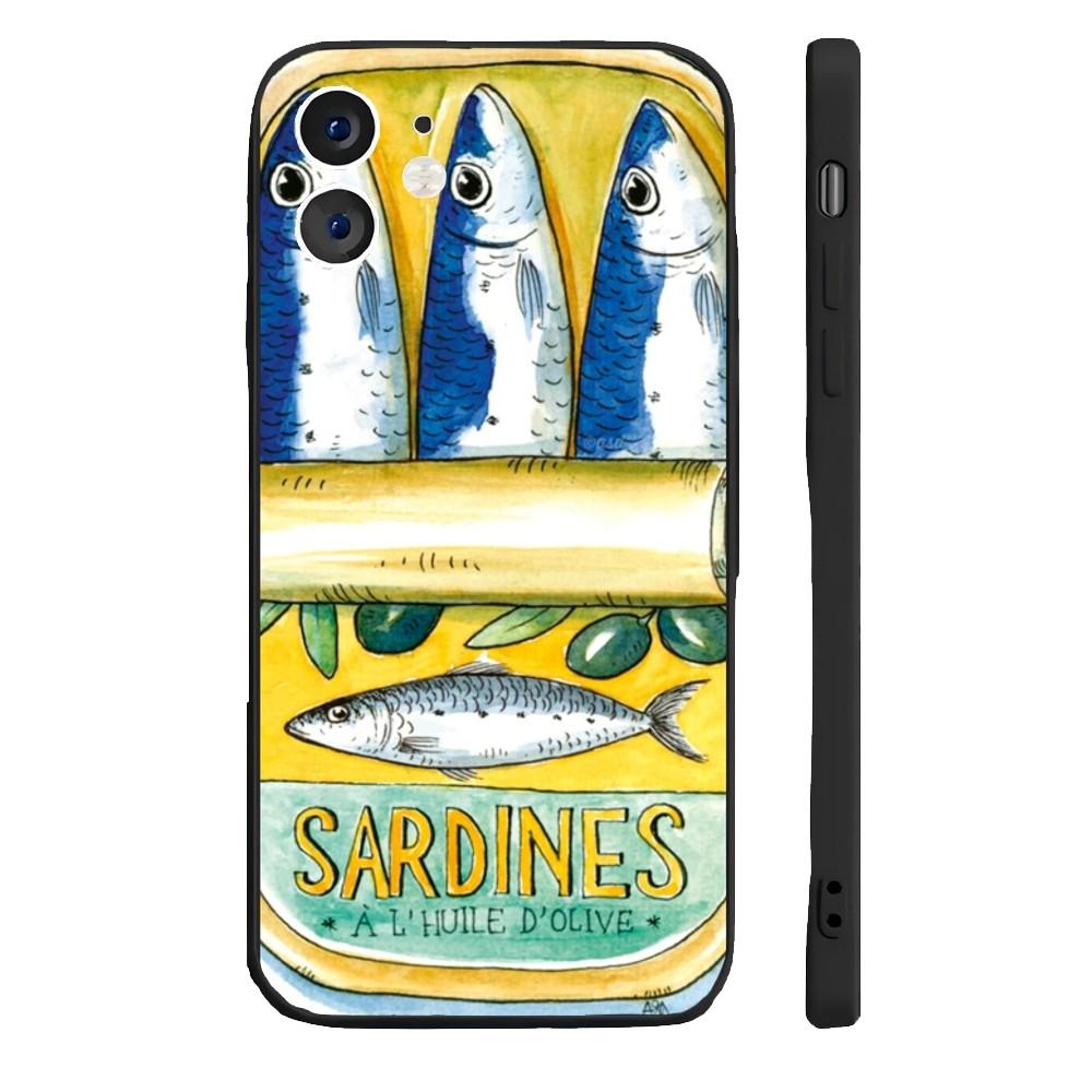 Lustige Sardinen Handyhülle Für iPhone 17 16 15 14 13 12 11 Pro Max Mini SE 7 8 Plus 17E Stoßfest Rutschfest Silikon Weiche Hülle