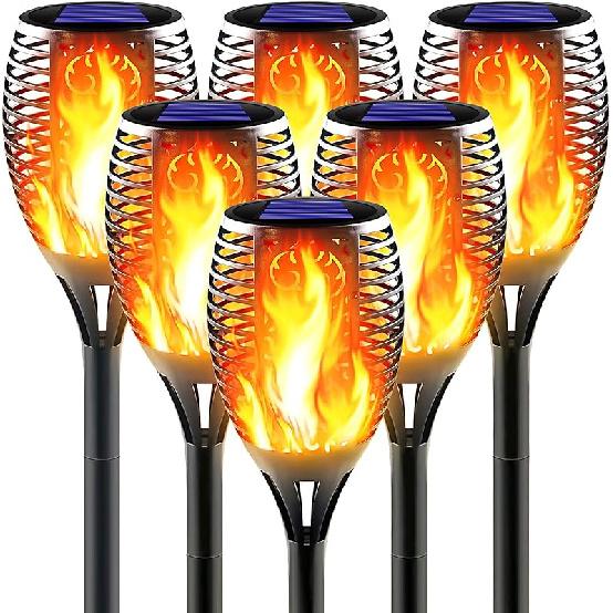 Large Solar Torch Light with Flickering Flame, Upgraded Ultra-Bright Solar Outdoor Lights, Waterproof Landscape Decorations Lighting Security Tiki
