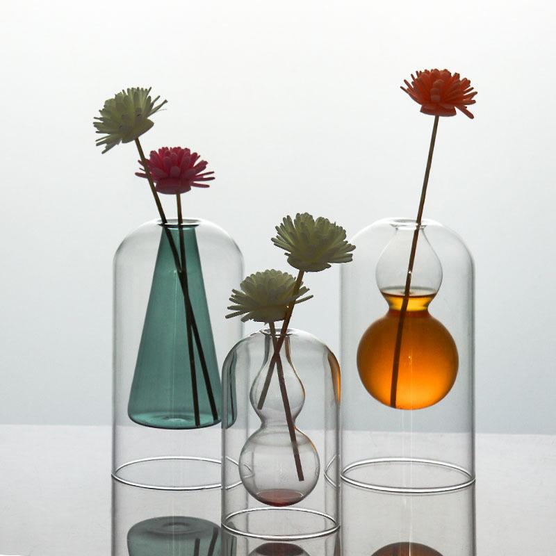 Hydroponic Flower Pot Small Bottle Double Layer Glass Aromatherapy Bottle